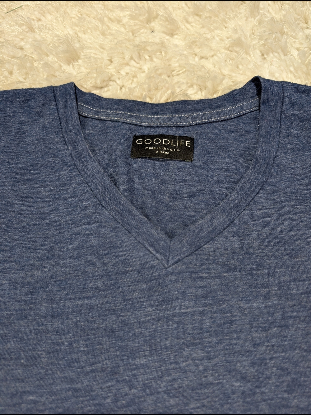 Goodlife Men's V-Neck Sweater in Heather Blue